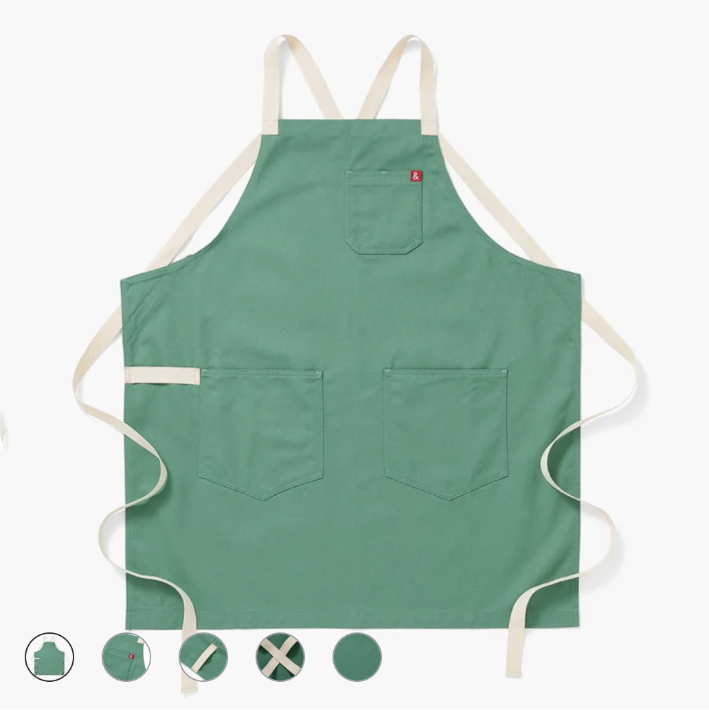 Jade green Hedley & Bennett apron with cross back straps