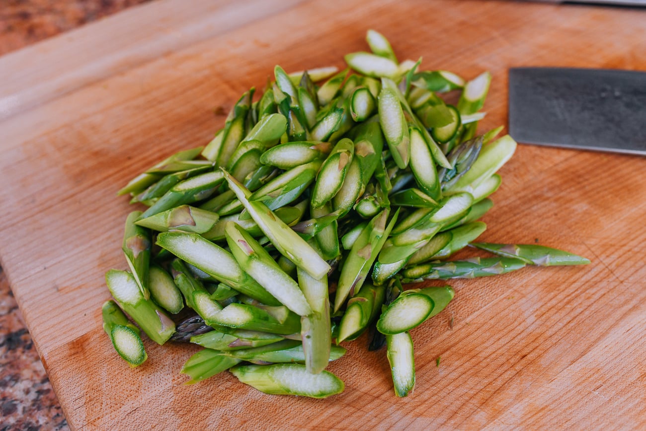 asparagus sliced on a diagonal