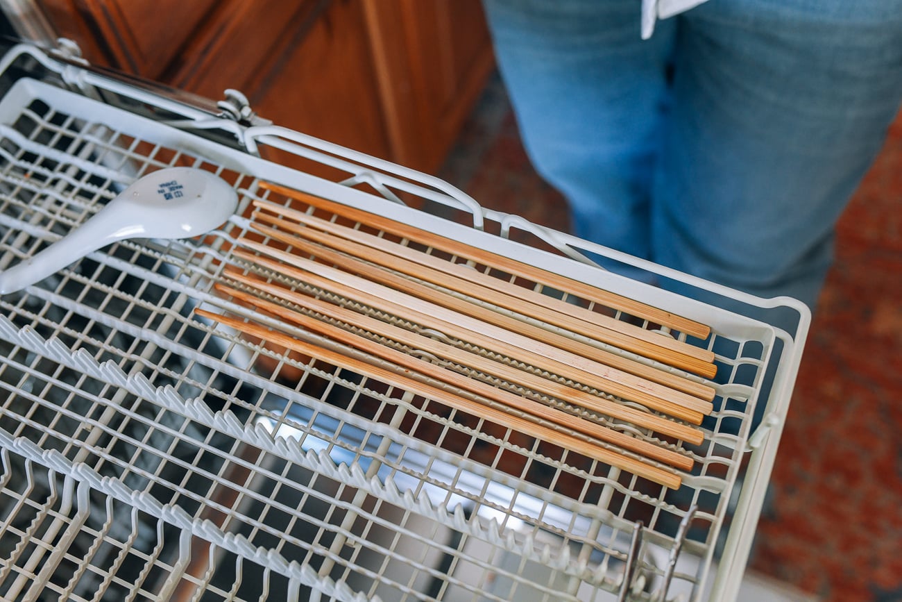 chopsticks in dishwasher top rack