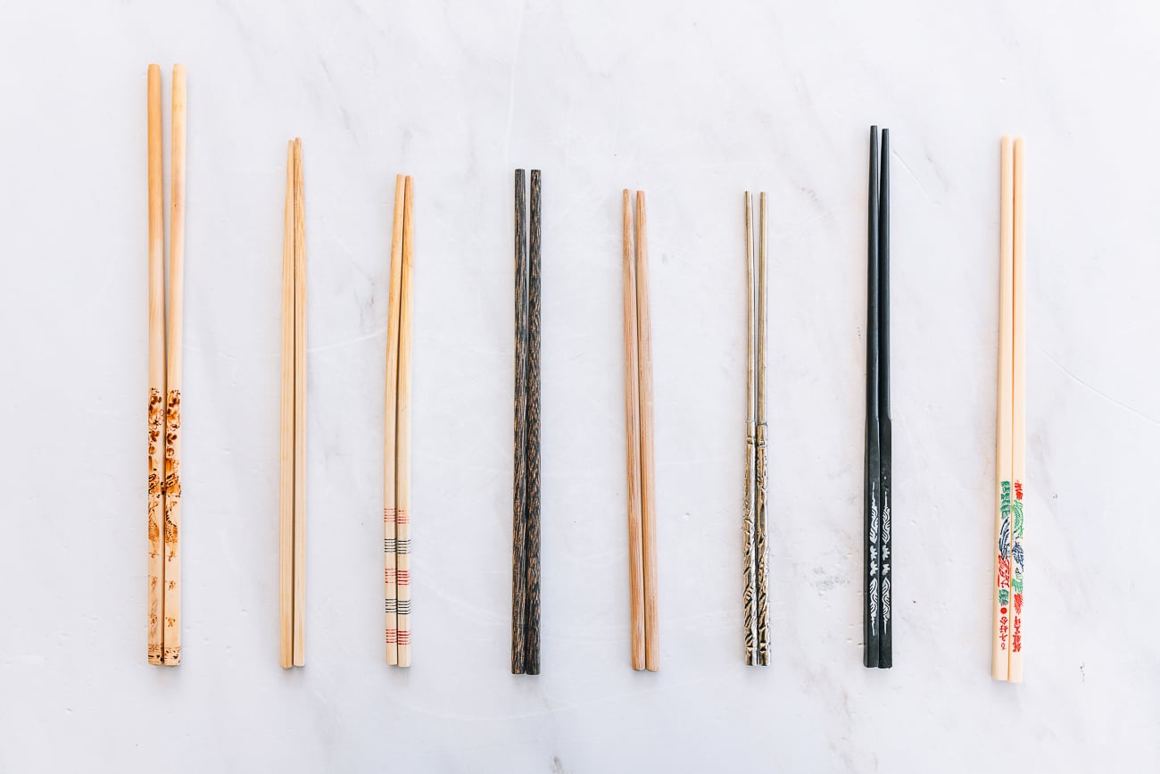 different types of chopsticks in a line-up
