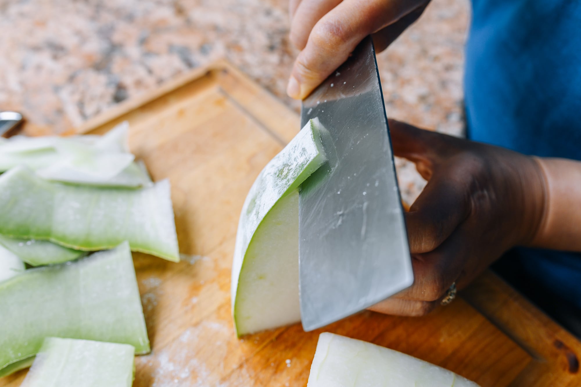 removing skin from winter melon