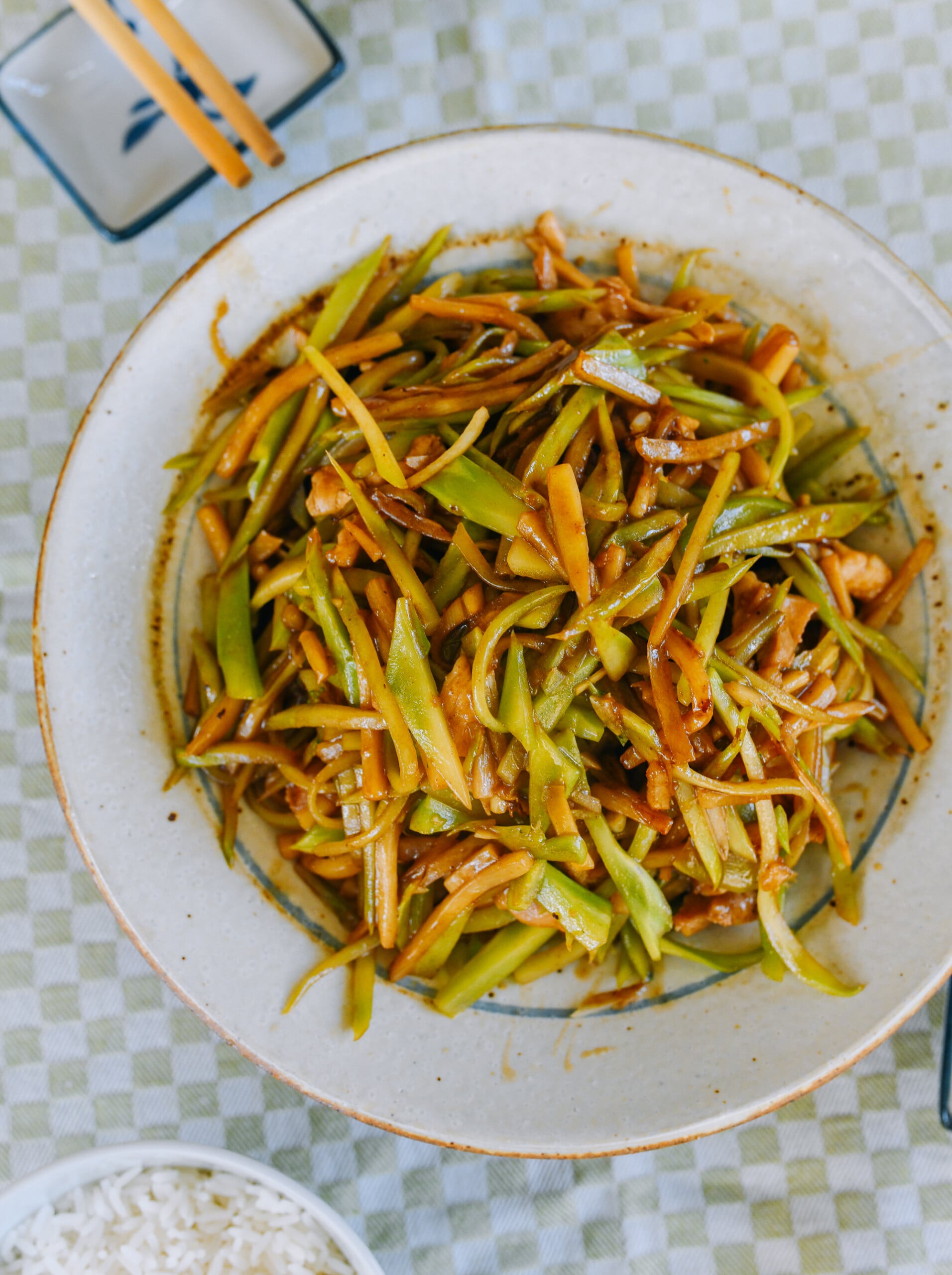 plate of broccoli stem stir-fry 
