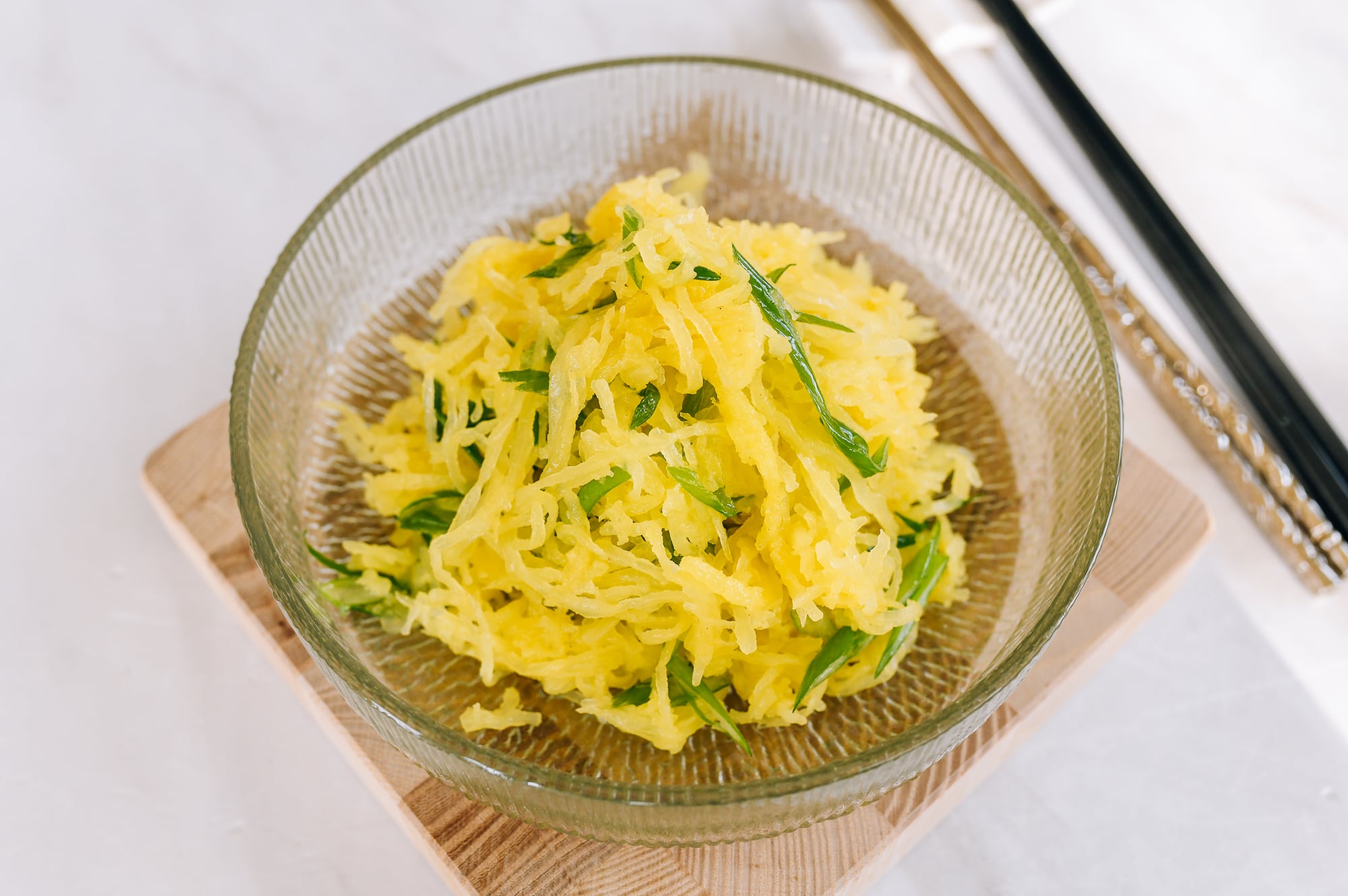 Liangban Spaghetti Squash Salad with Scallion Oil