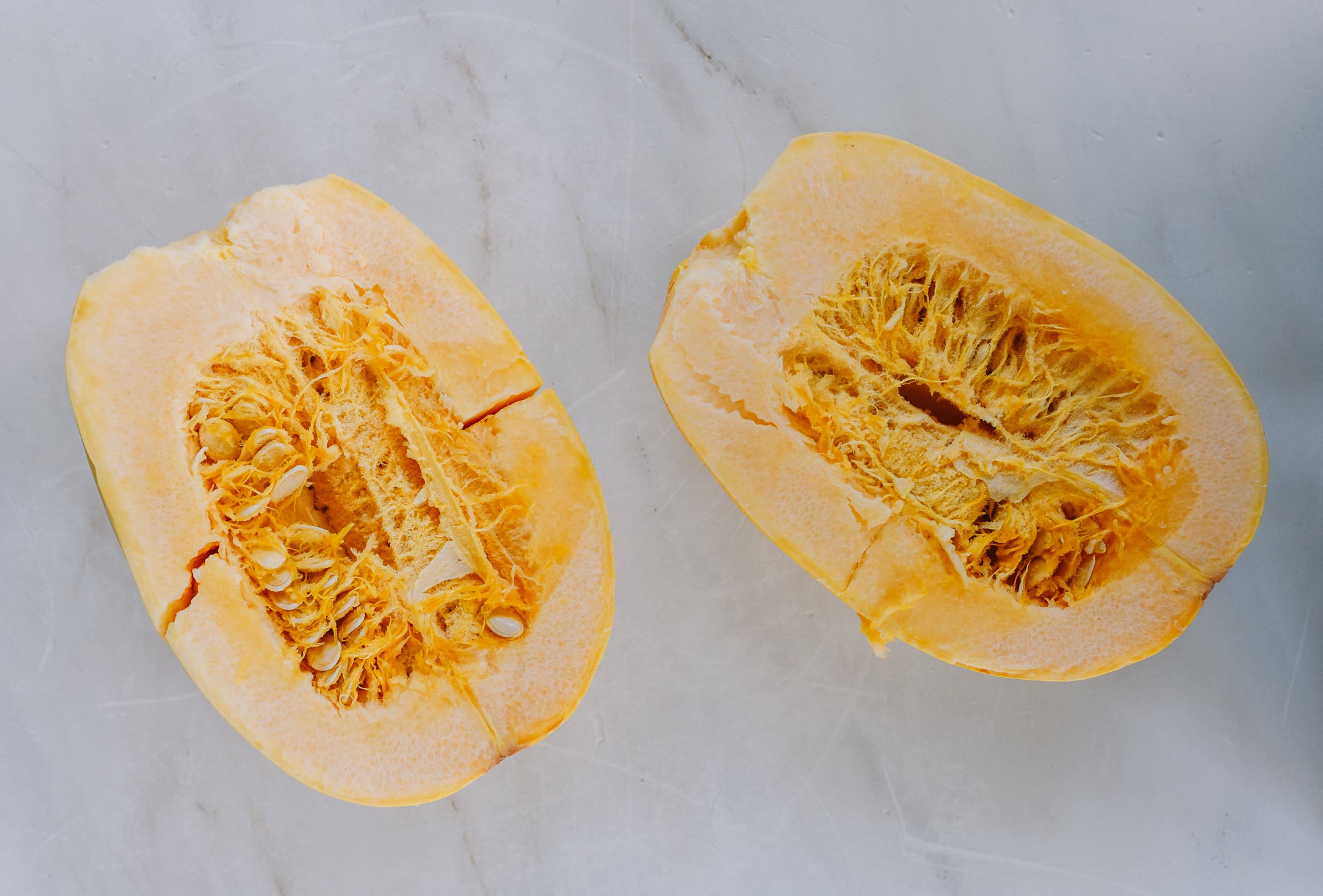 spaghetti squash cut in half lengthwise