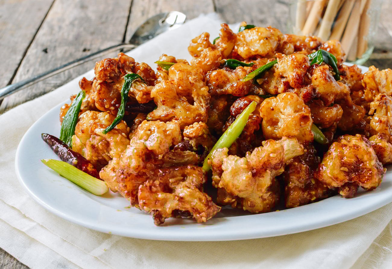 Plate of general tso's cauliflower