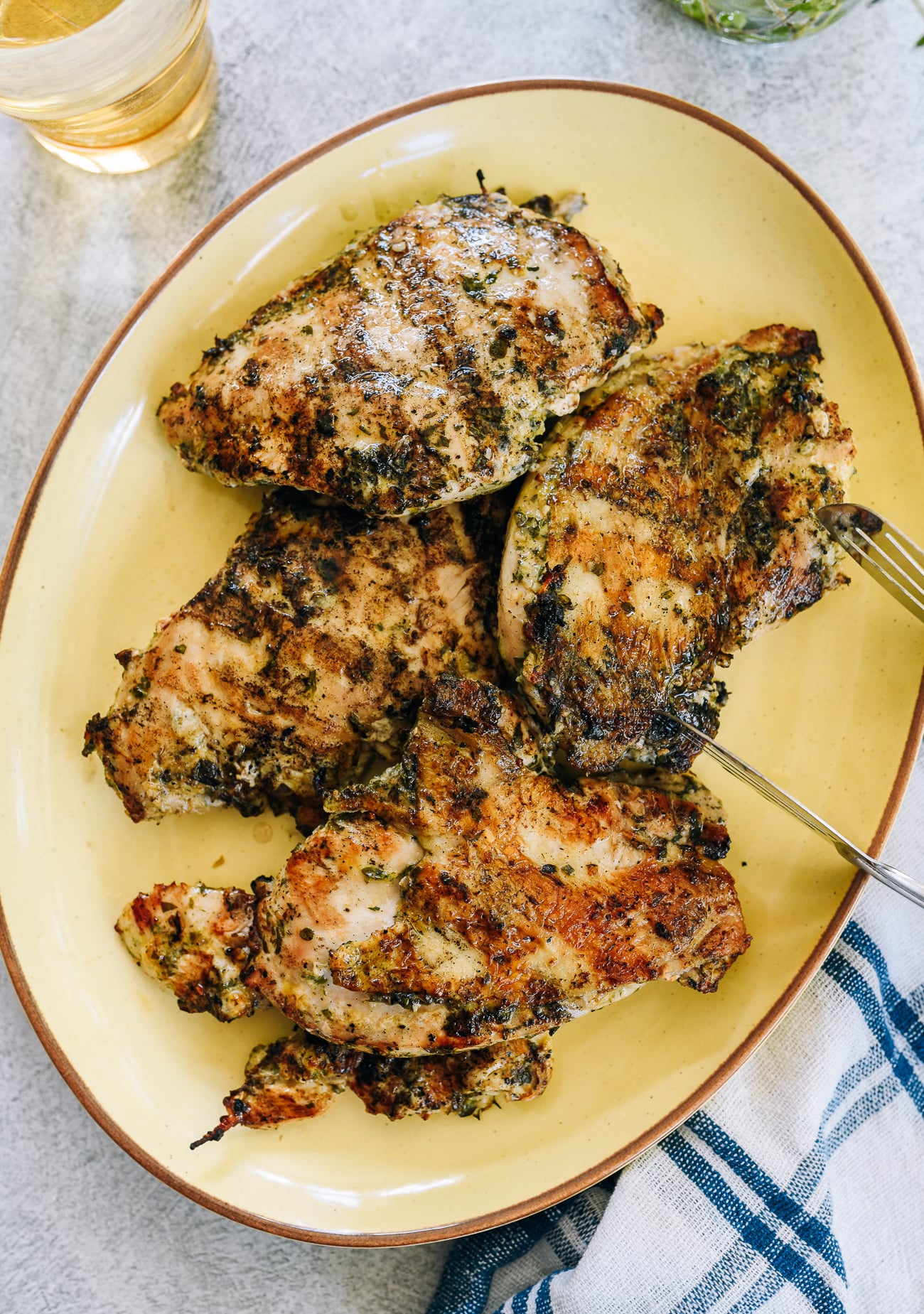 Grilled chicken breast on platter