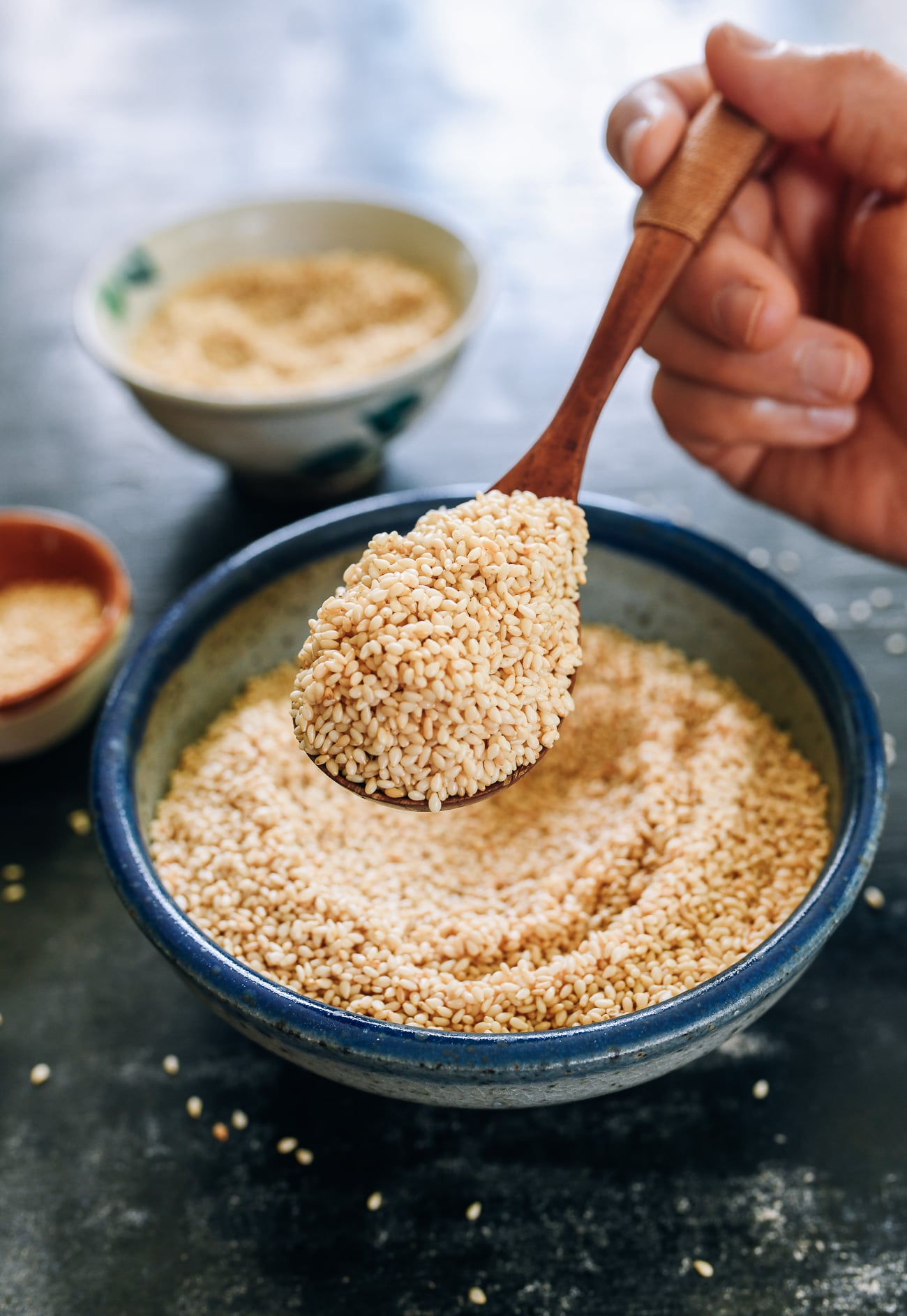 spoonful of toasted sesame seeds
