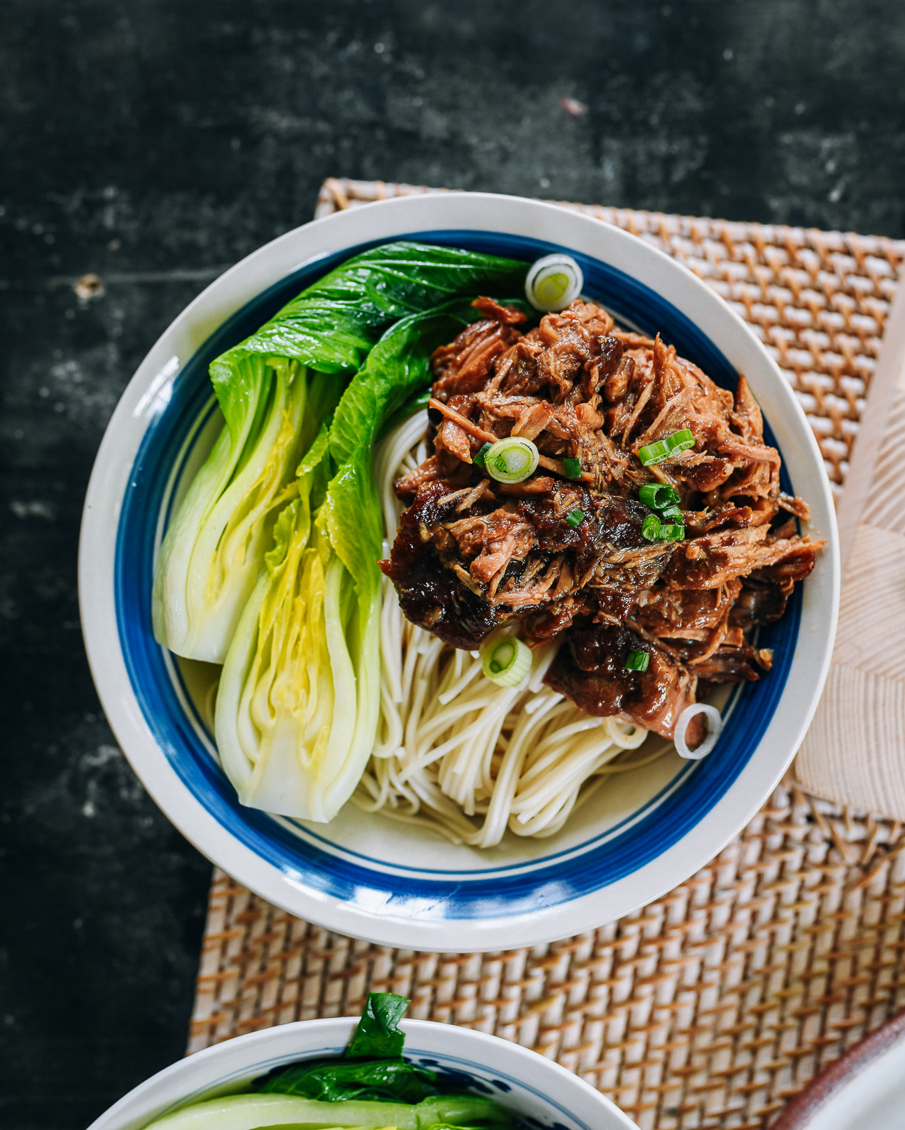 red braised pulled pork with noodles