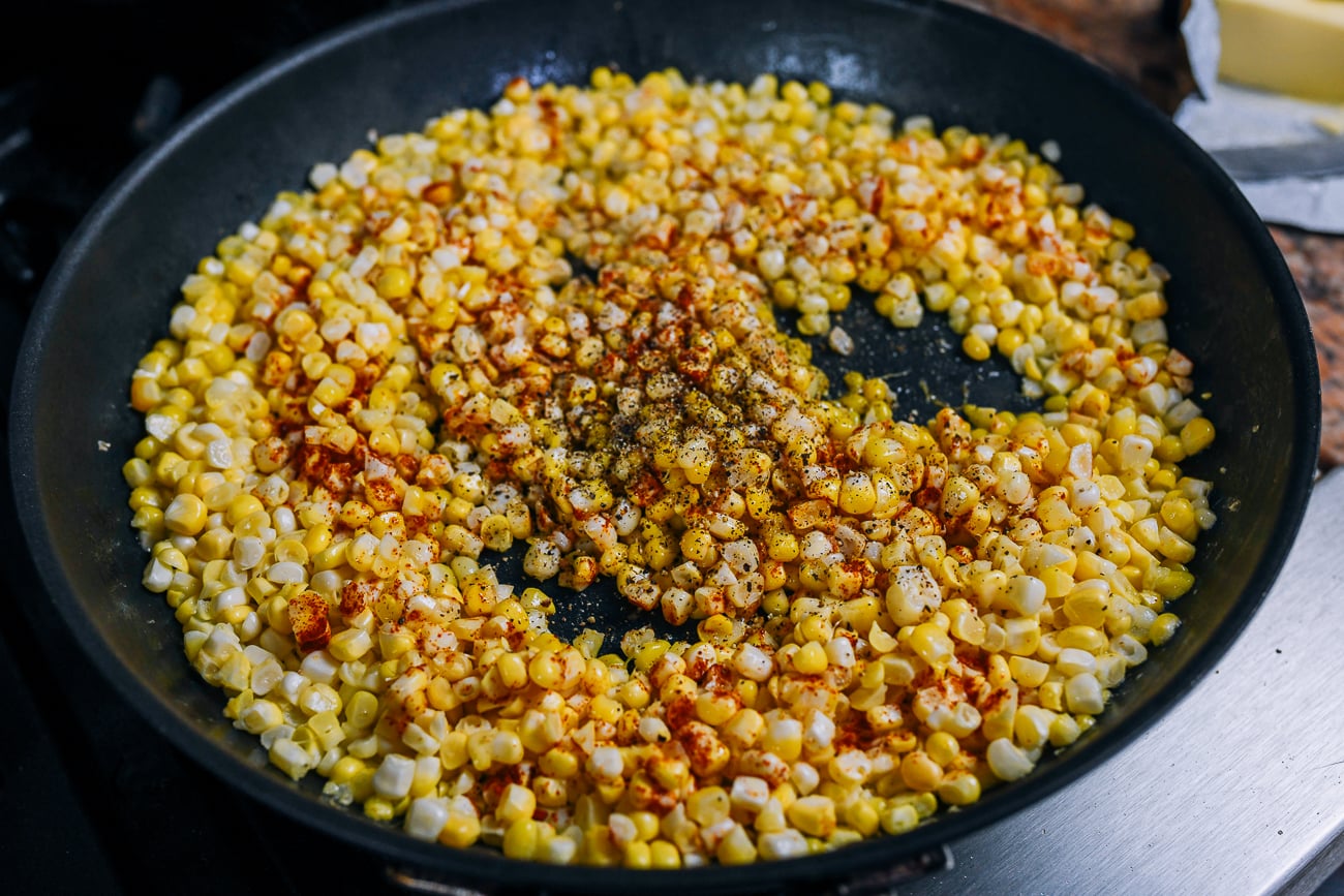 making pan fried corn