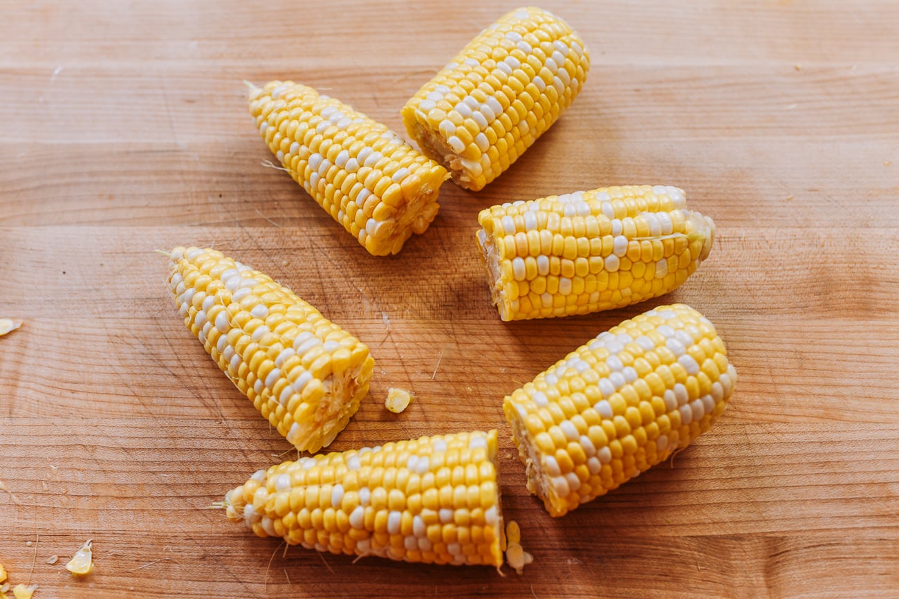 ears of corn cut in half