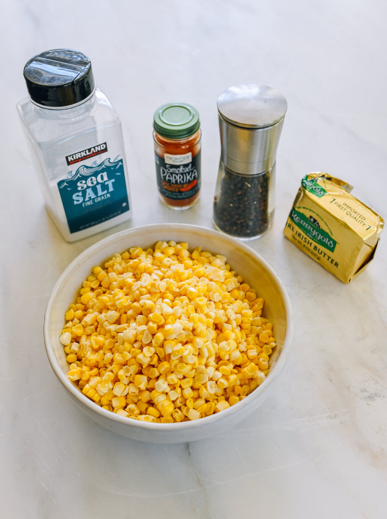 salt, smoked paprika, pepper, butter, and corn