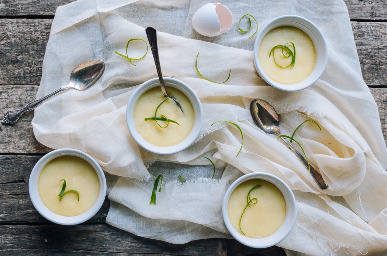 individual steamed eggs in ramekins