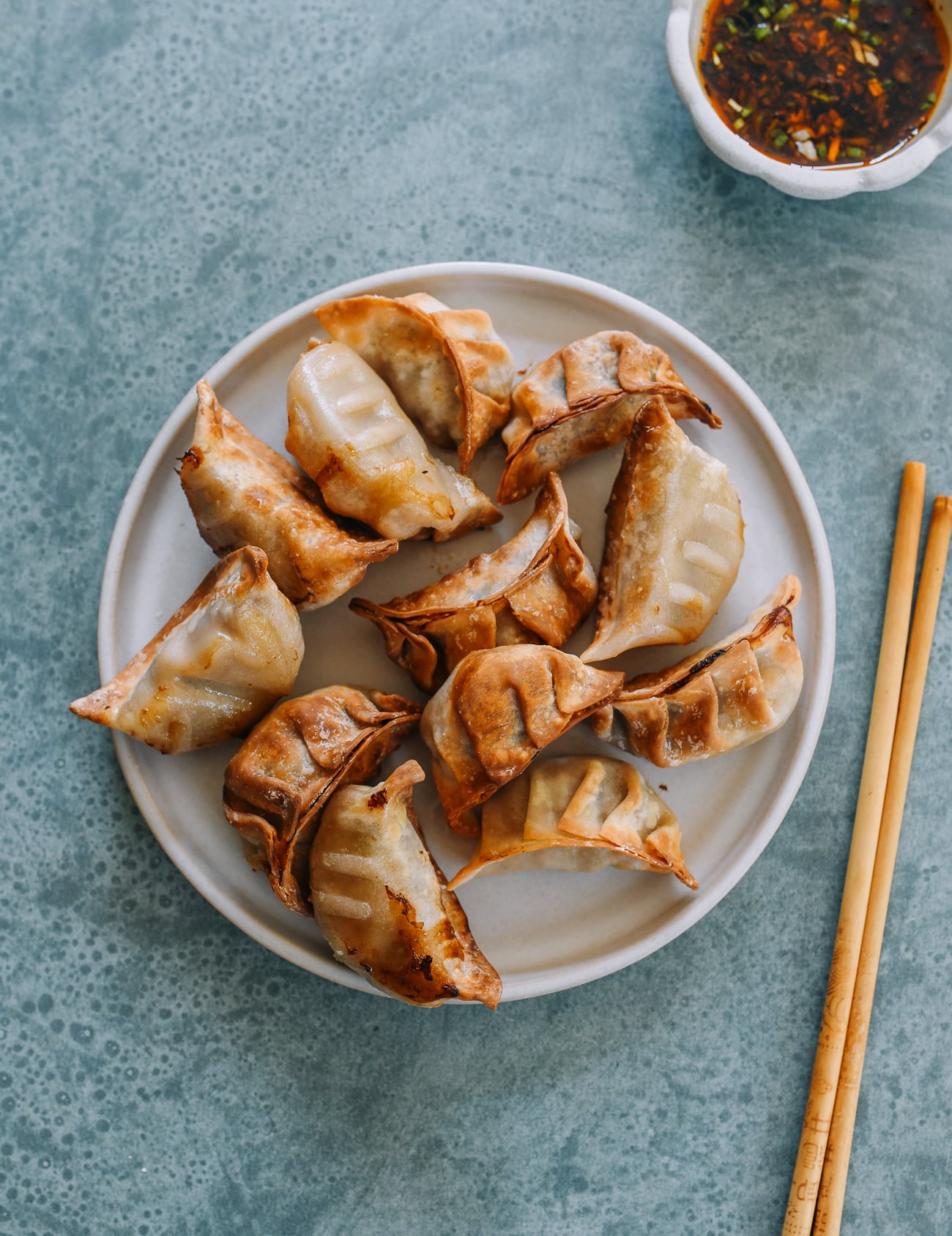 Plate of air fryer dumplings