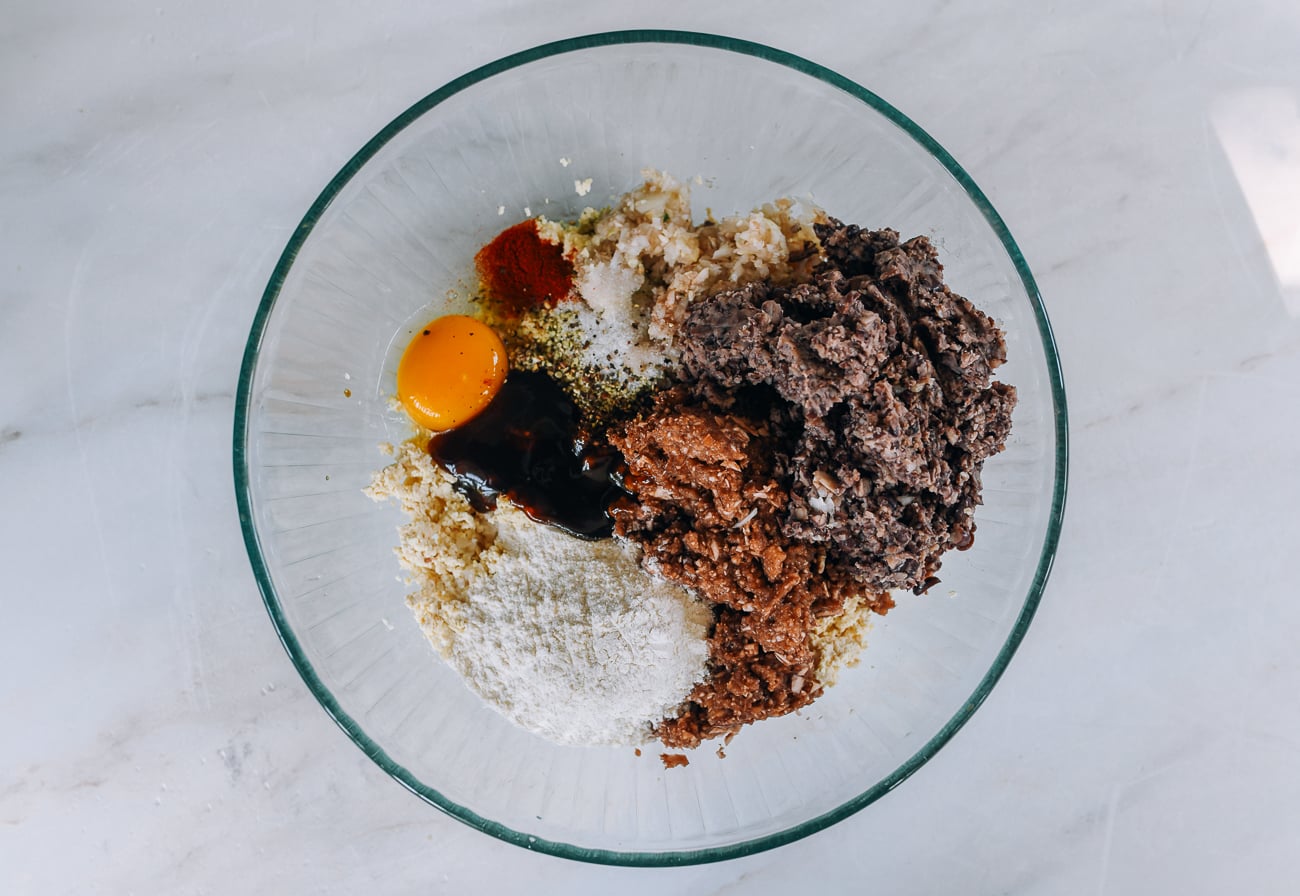 ingredients in tofu burger mixture