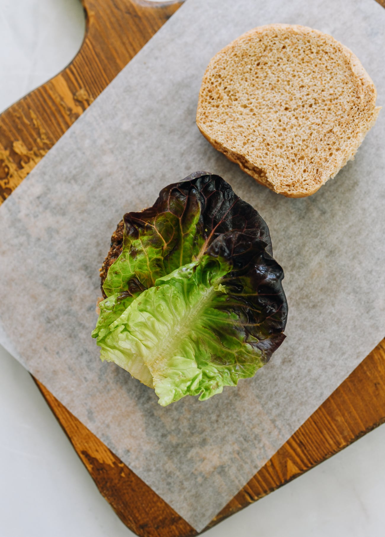 burger with lettuce on top