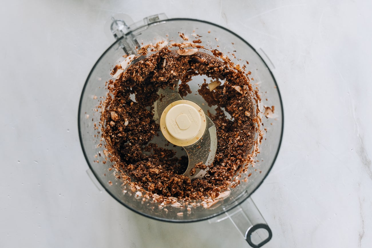 chopped mushrooms in food processor