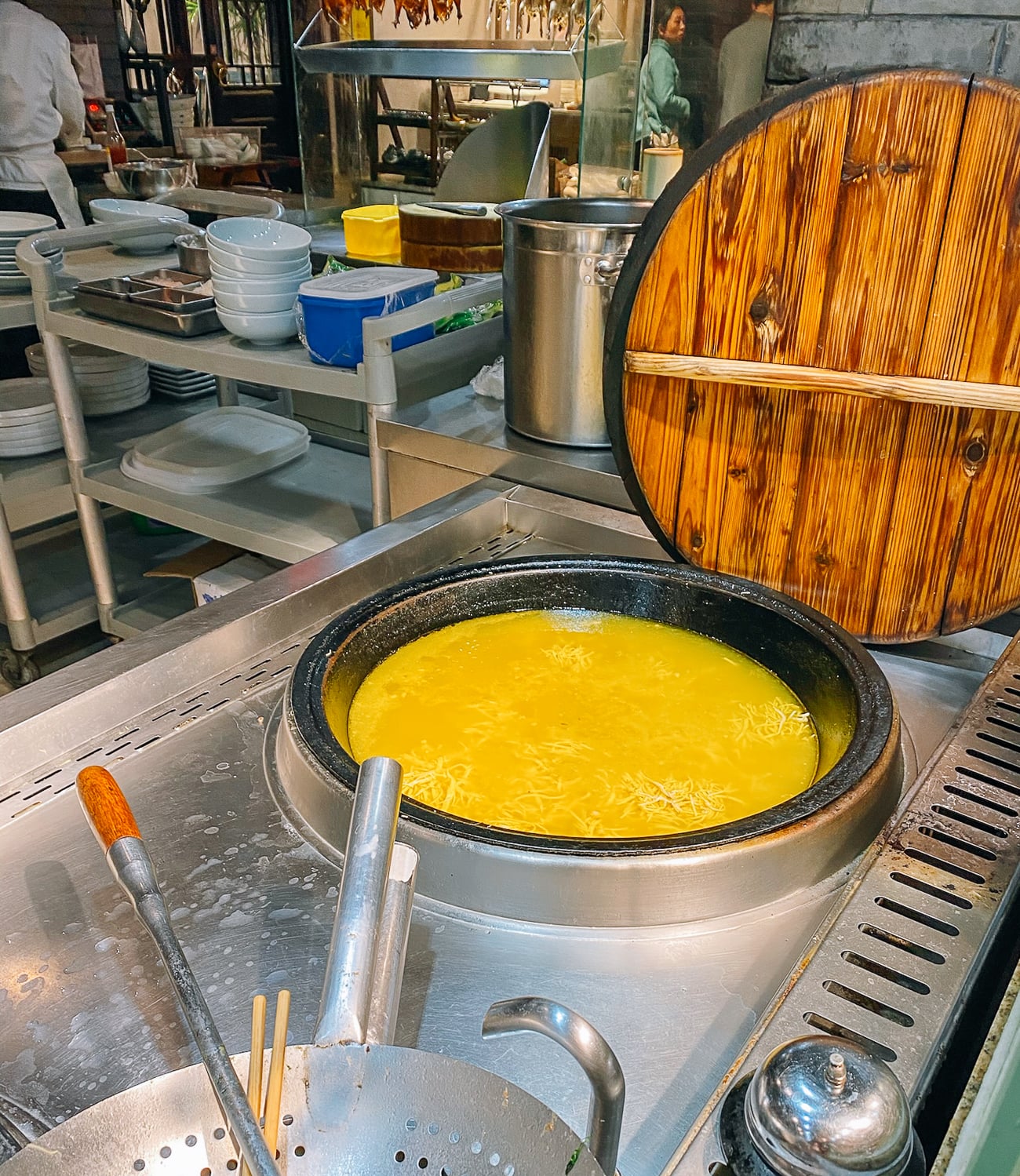 shredded tofu in clear broth