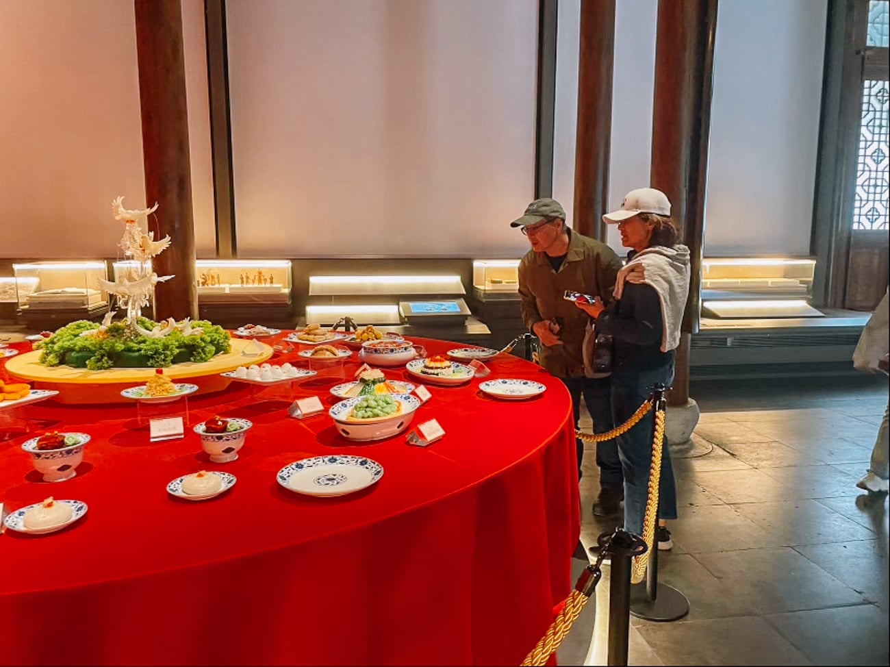 Bill and Judy looking at Chinese state dinner exhibit
