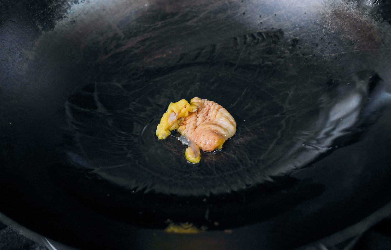 chicken fat in wok