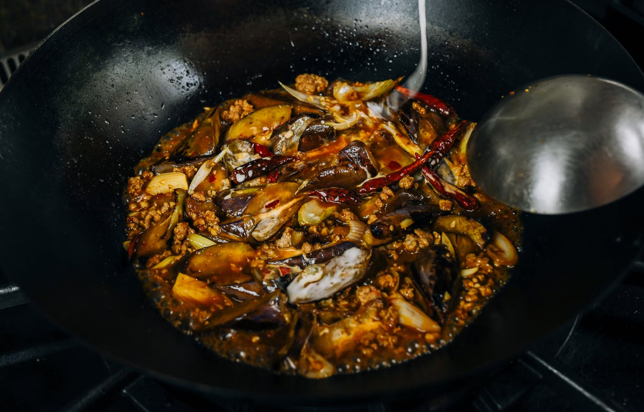 cooking fish fragrant eggplant recipe in wok