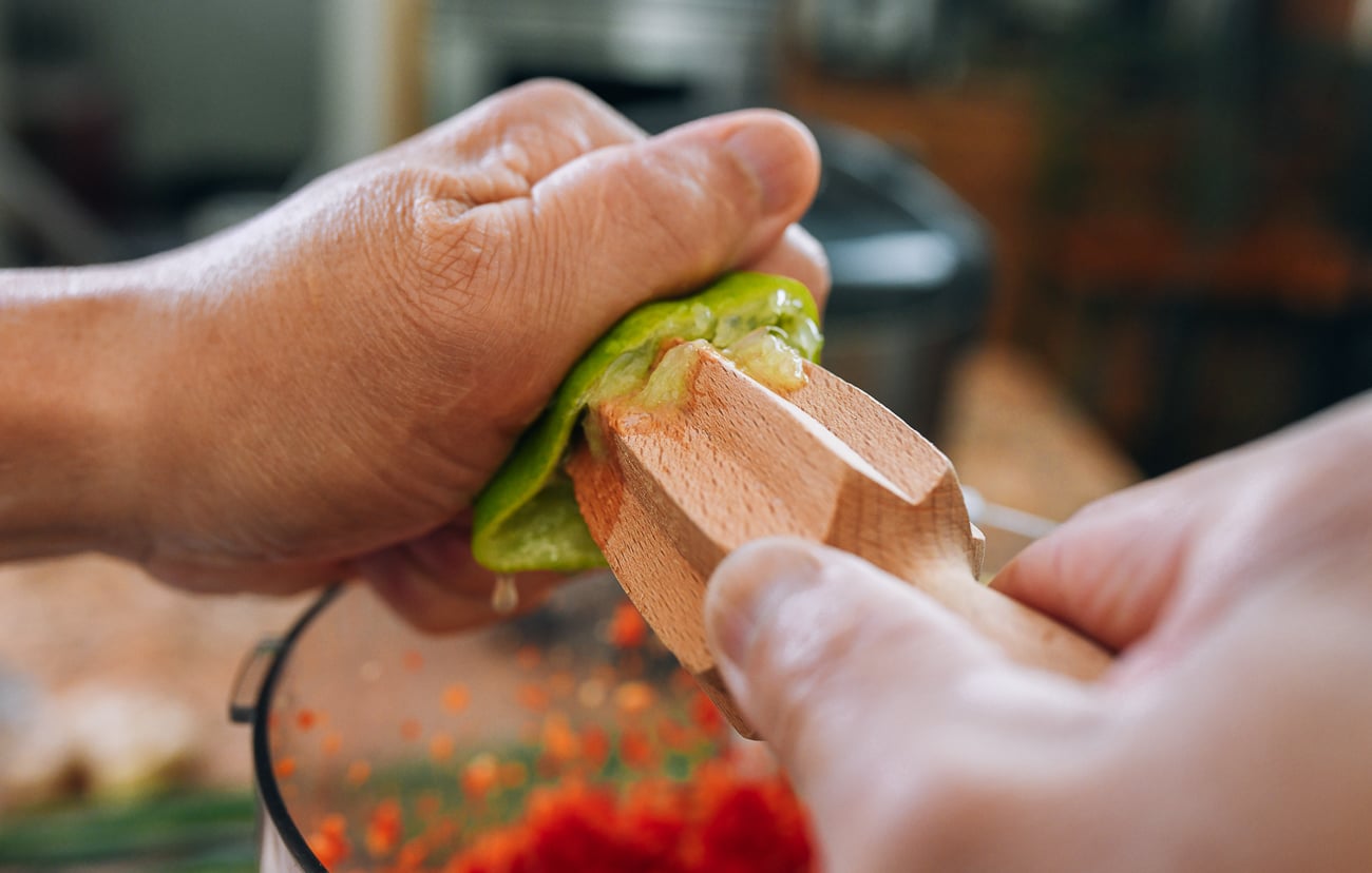 juicing lime into food processor