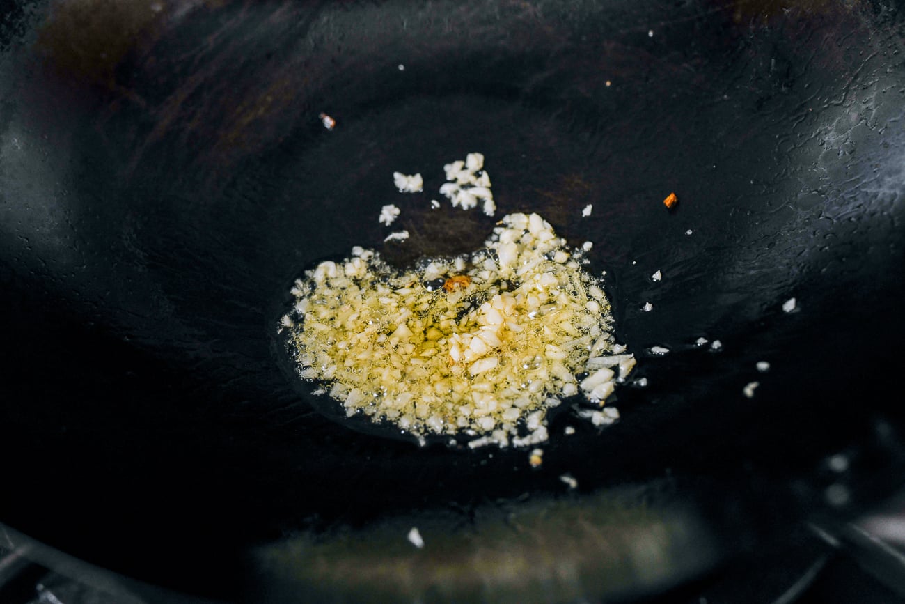 cooking garlic in chicken fat