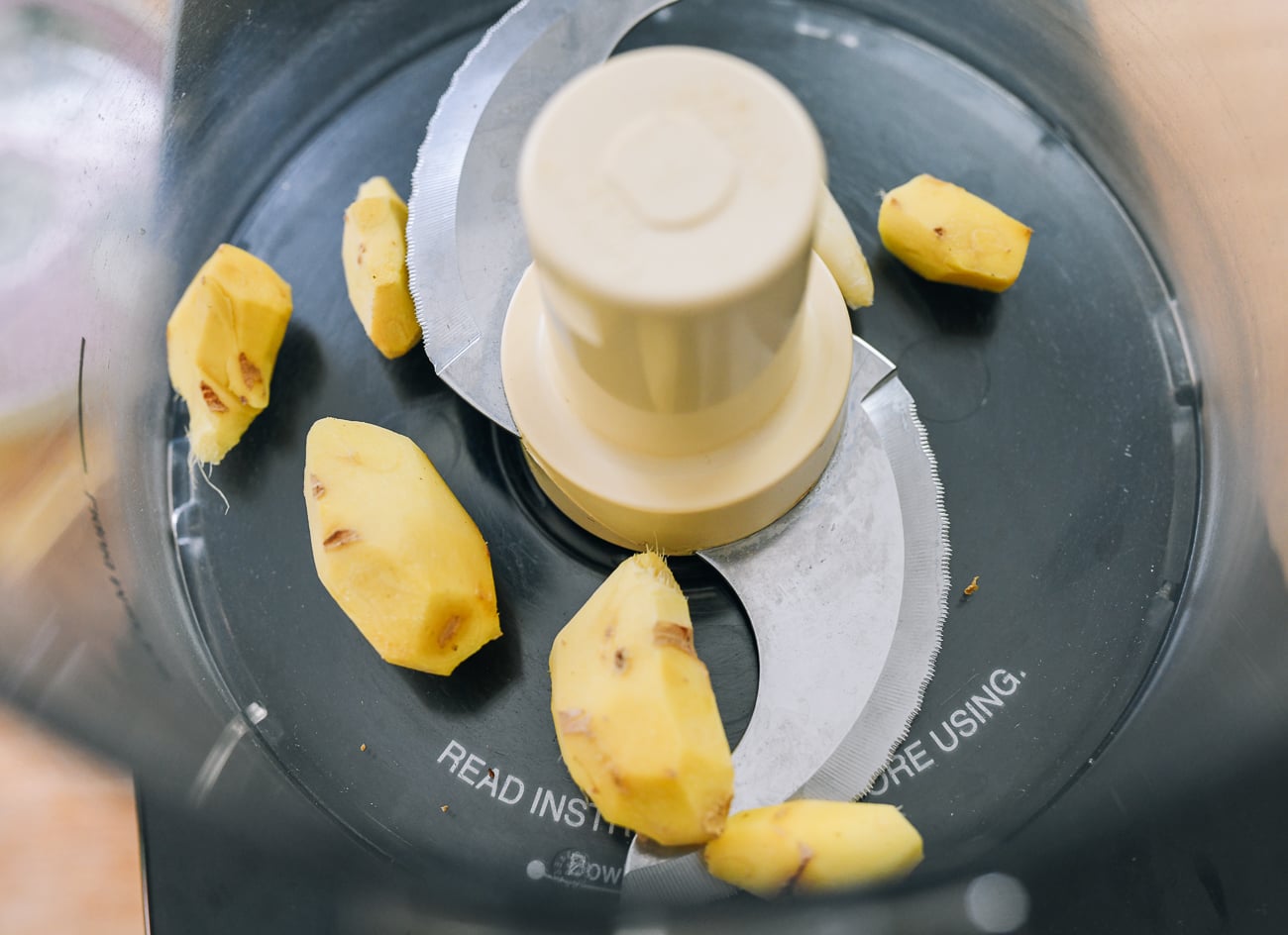 hunks of ginger in food processor
