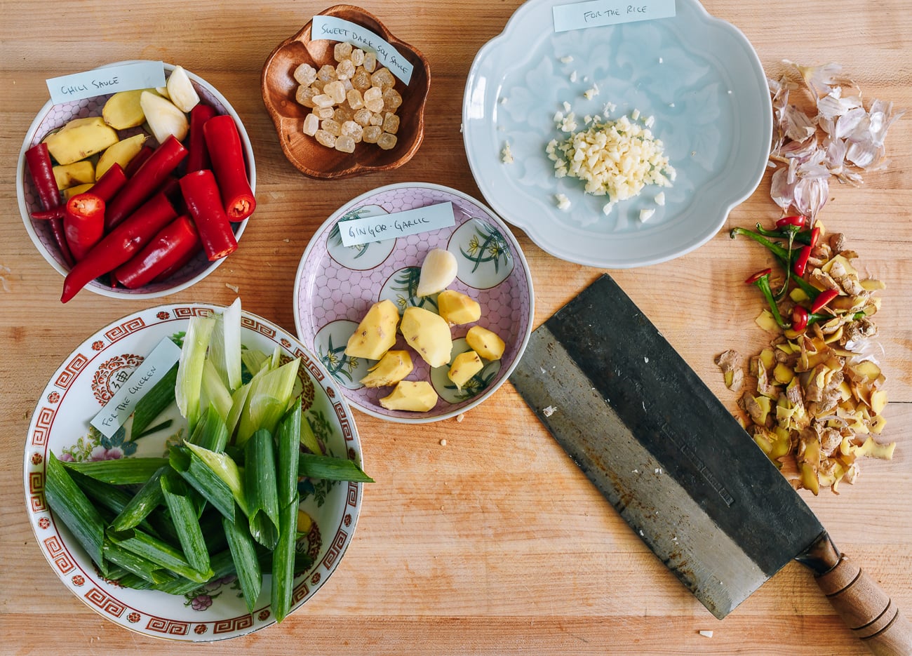 ingredients for making hainan chicken sauces