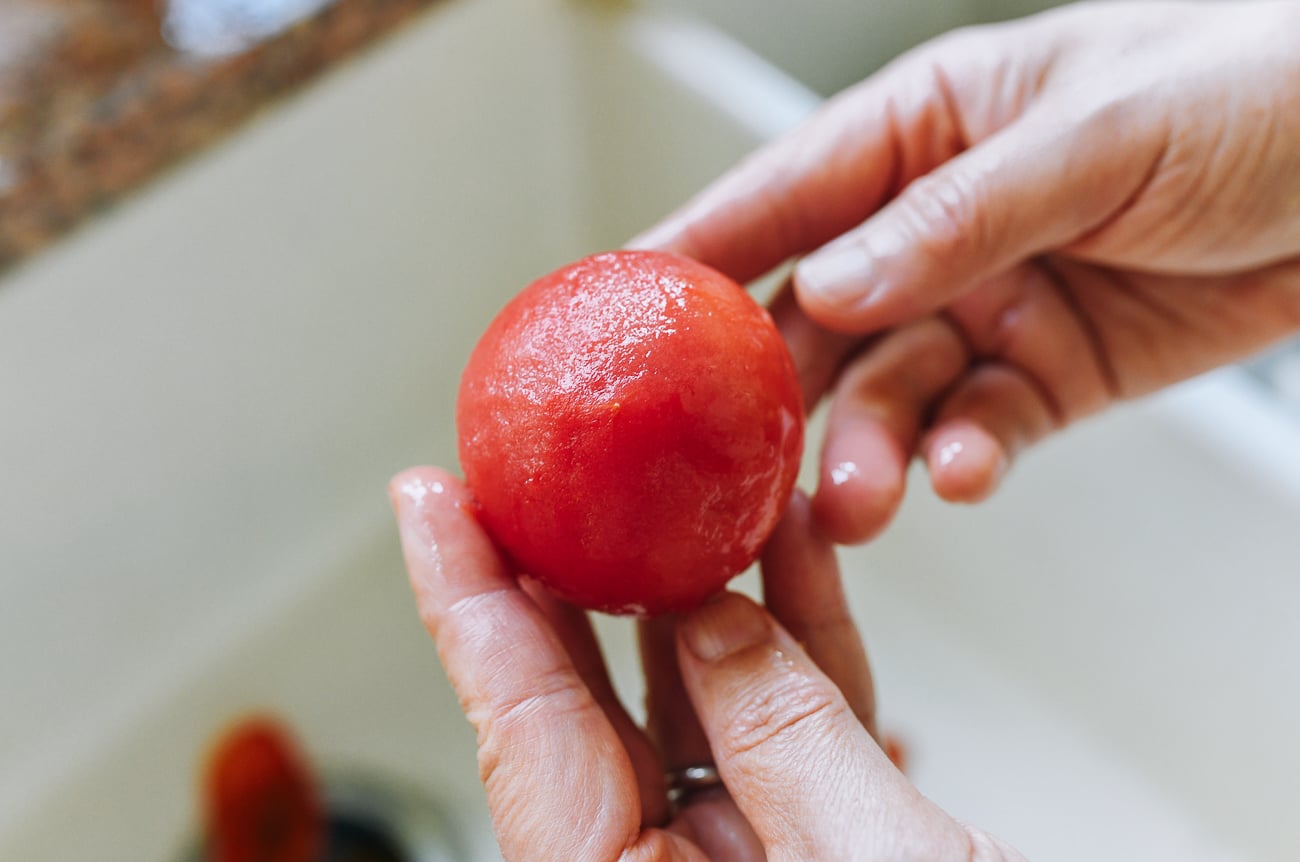 peeled frozen tomato