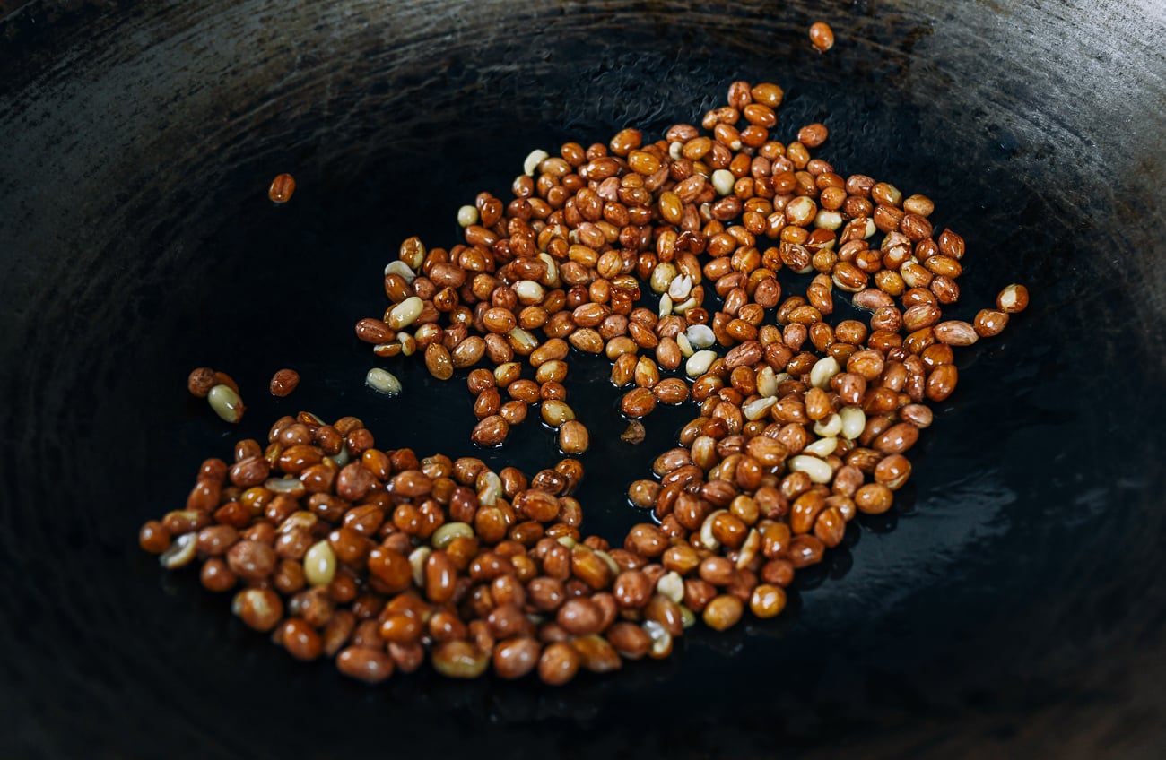 roasting peanuts in wok