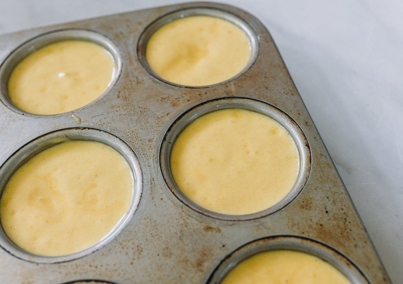 Muffin tin filled with batter