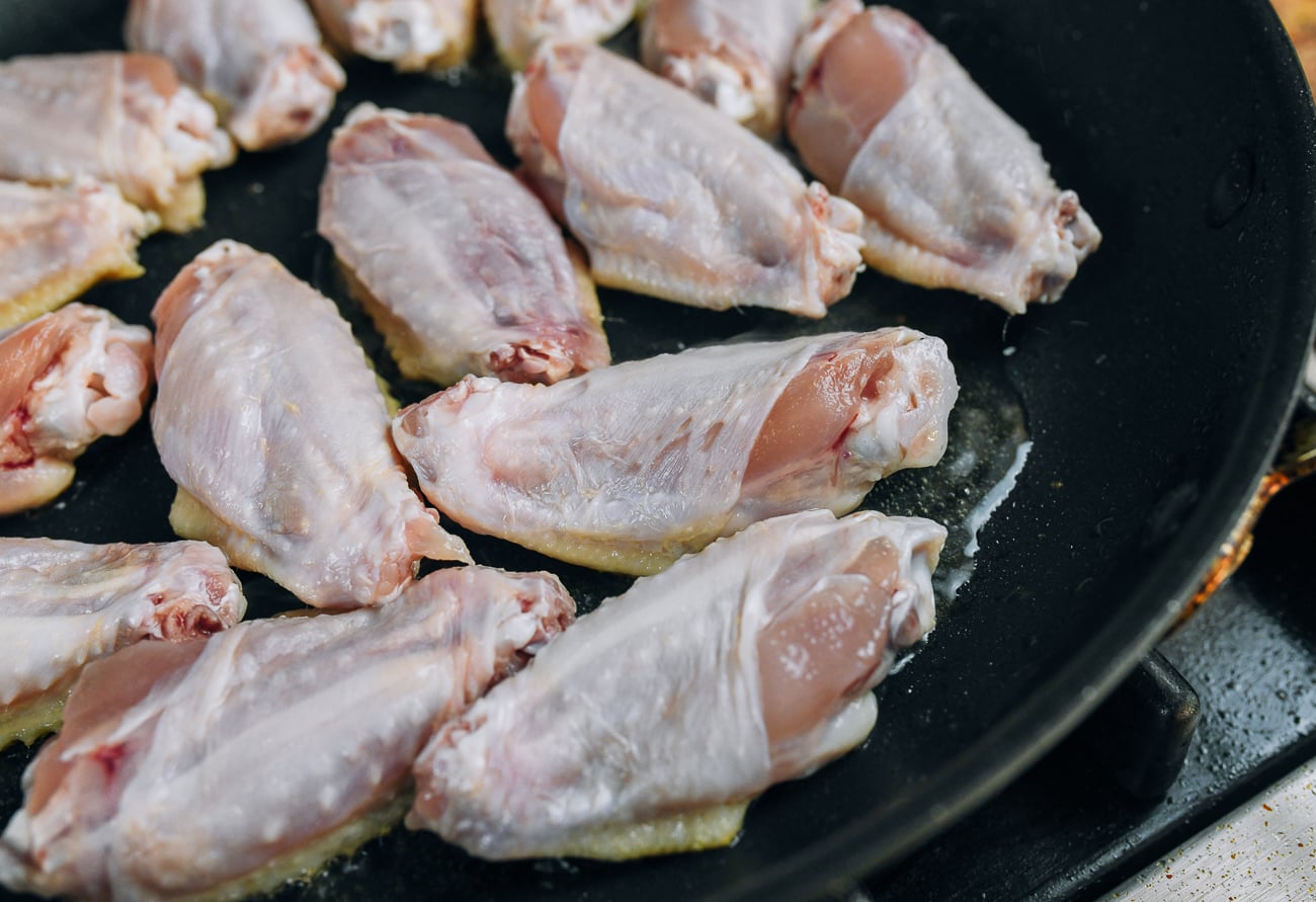 Chicken wing flats in nonstick pan