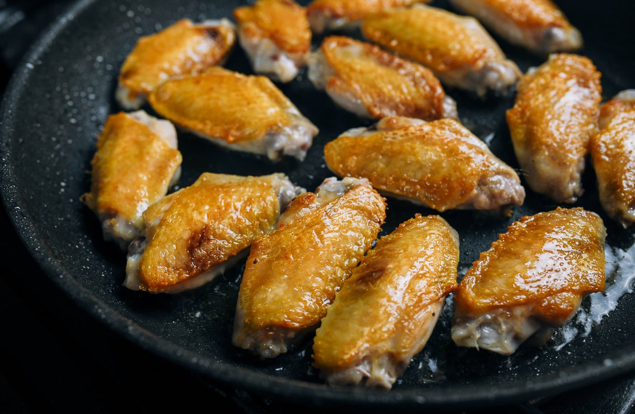 pan-fried chicken wings golden brown
