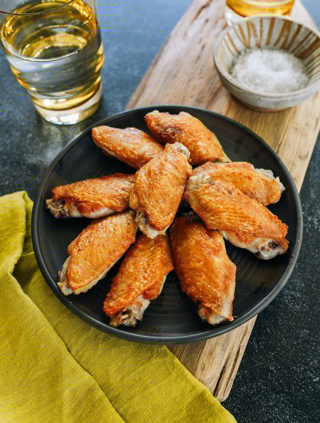 Pan-fried Chicken Wings on plate
