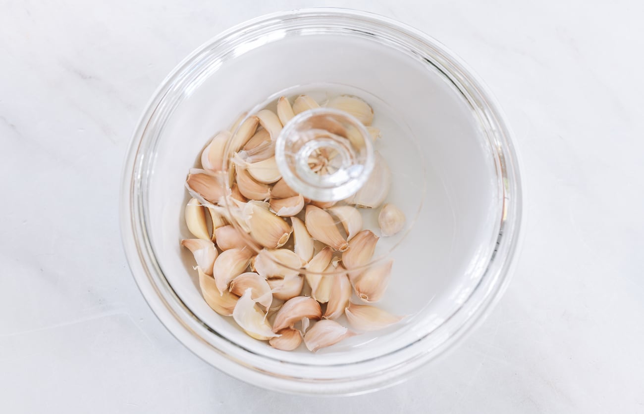 40 garlic cloves in covered casserole dish