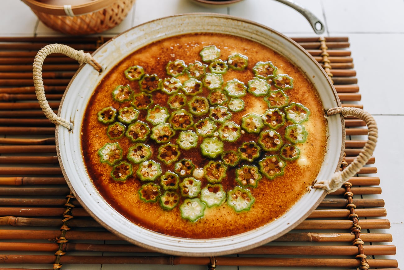 steamed egg with okra