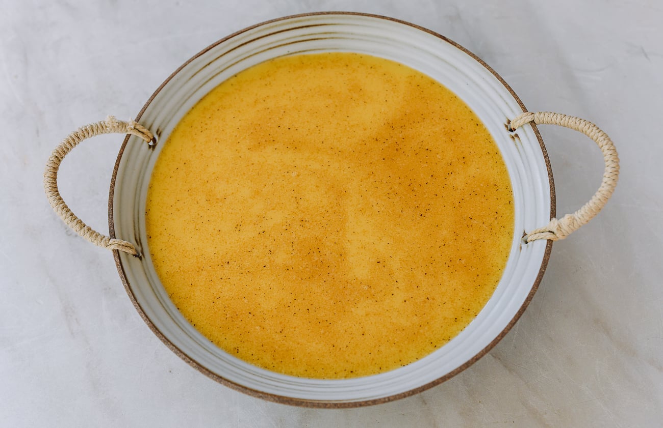 egg mixture in heatproof dish for steaming