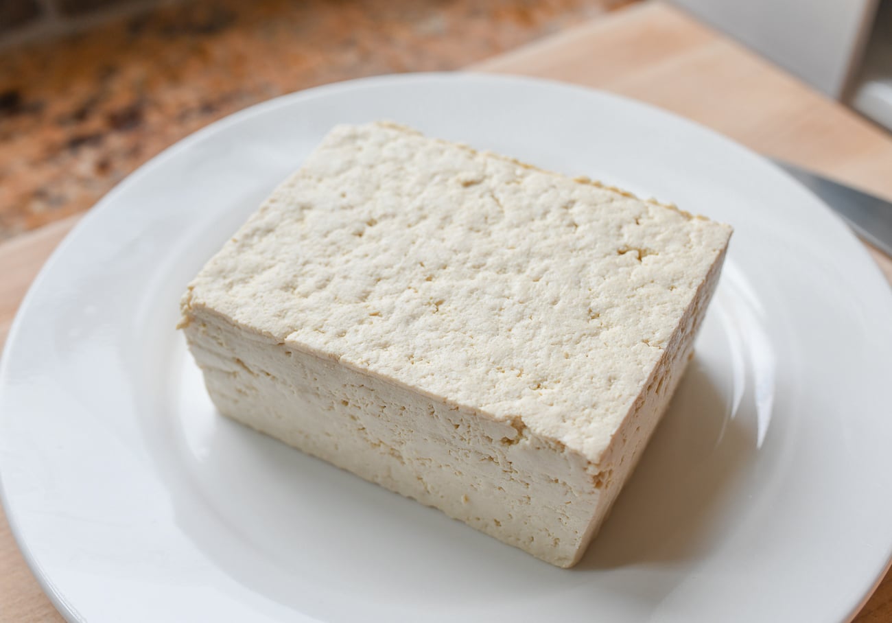 pressed tofu block