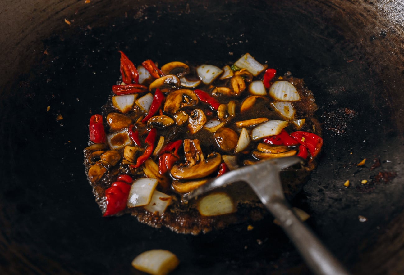 vegetables simmering in sauce