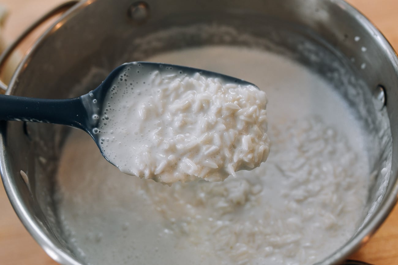 coconut milk and water with rice
