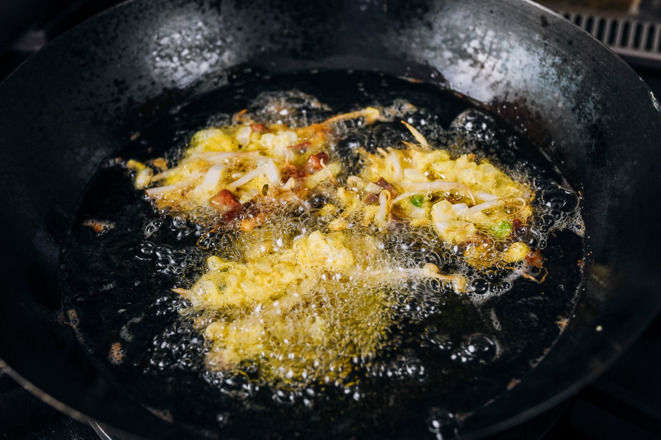 frying pork egg foo young
