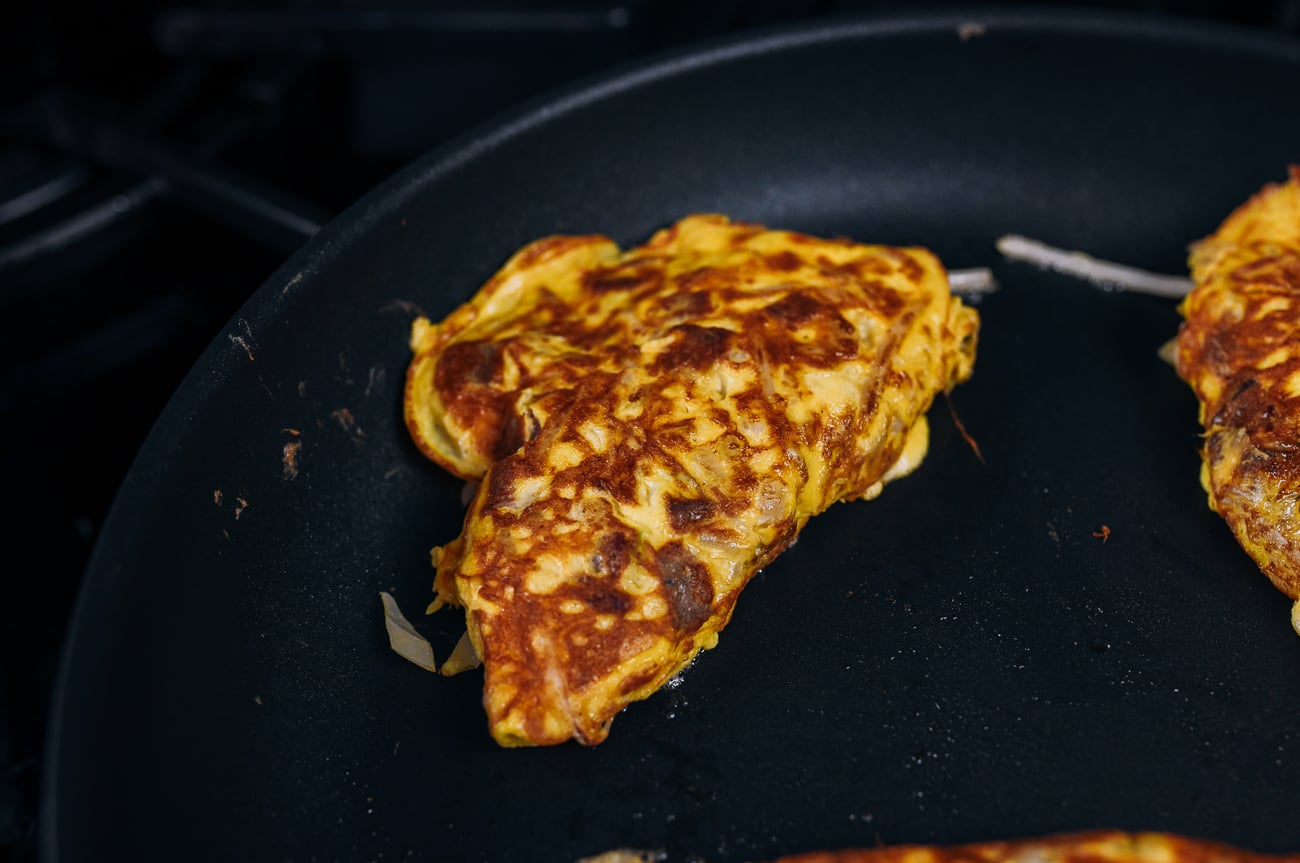 pan-frying pork egg foo young