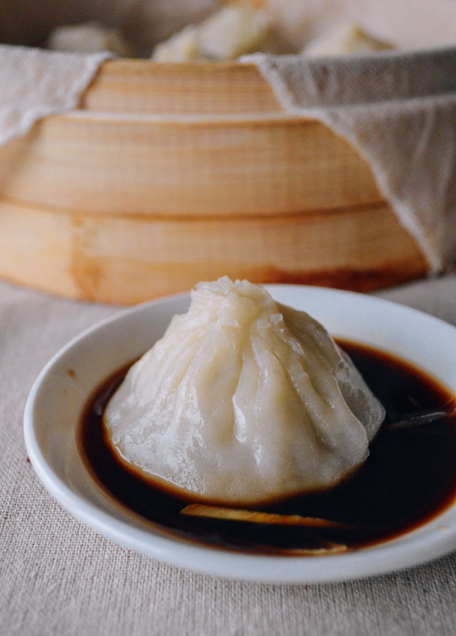 soup dumpling in black vinegar with ginger