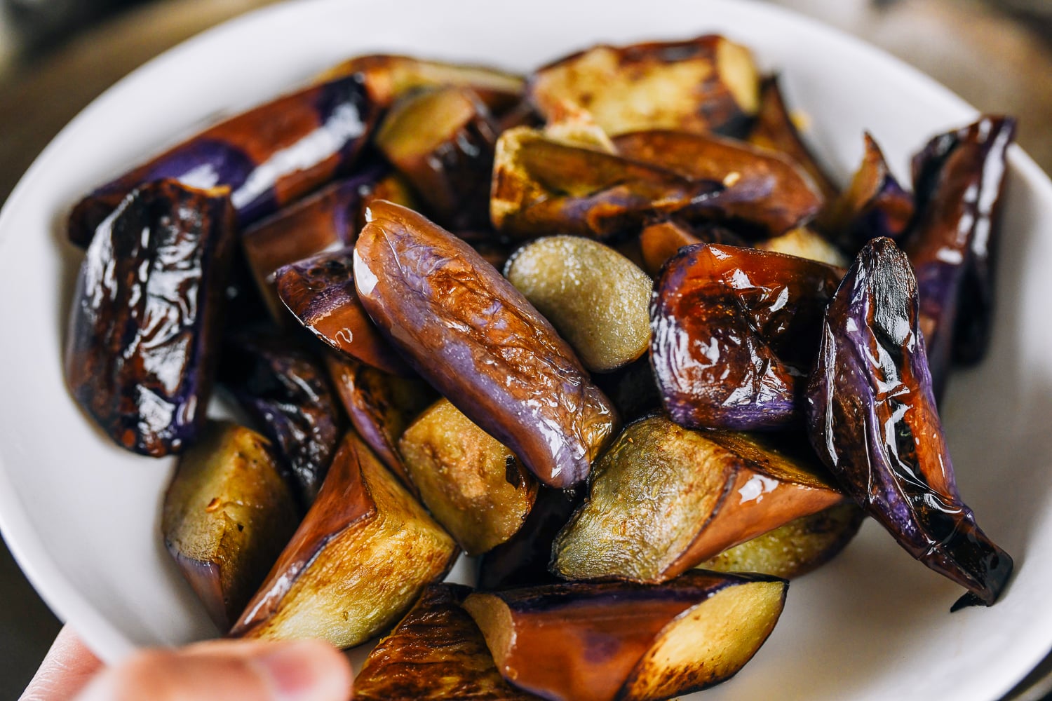 seared eggplant on plate
