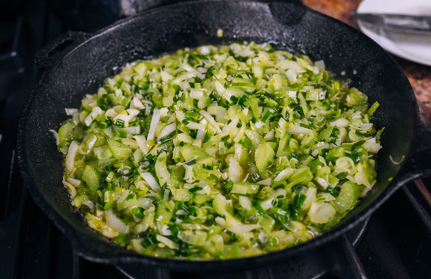 cooked celery and leek
