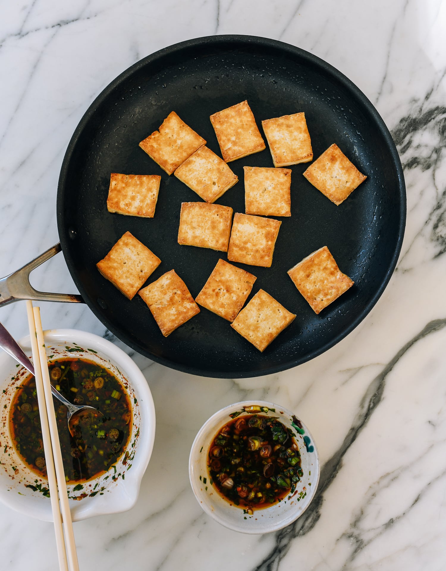 Pan-fried Tofu with dipping sauce