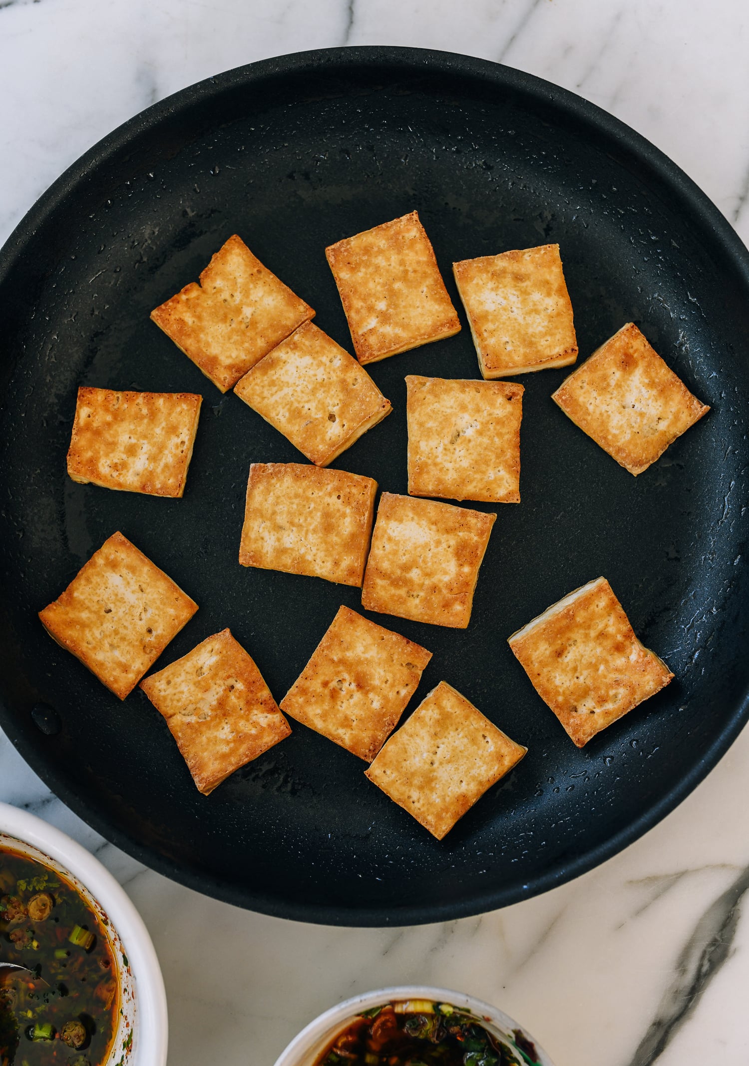 pan-fried tofu slices