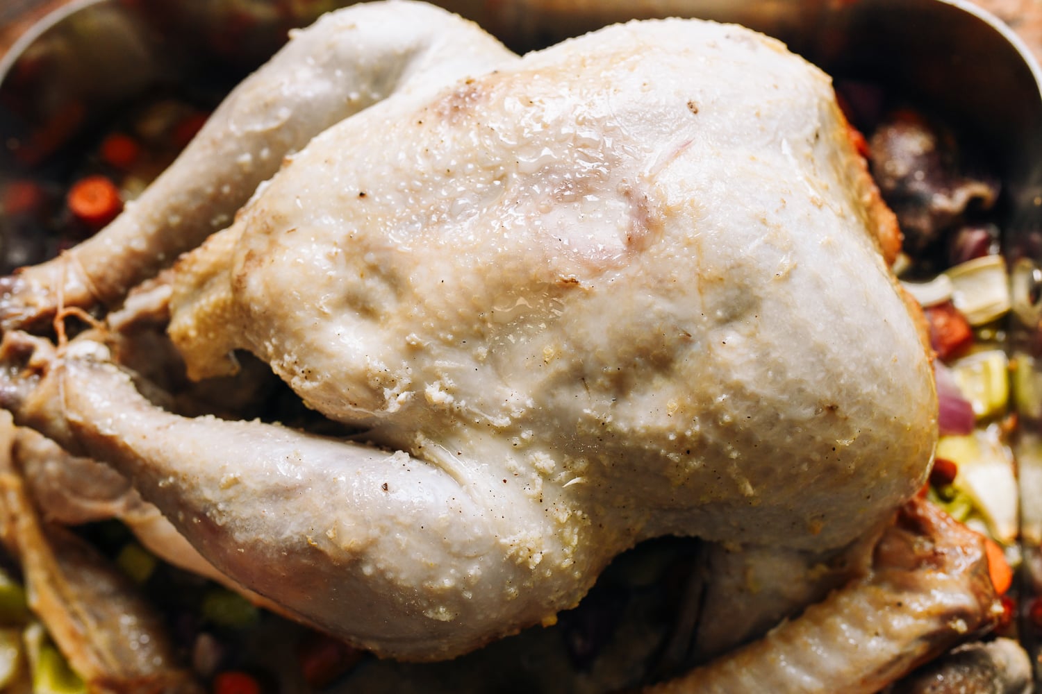 turkey flipped breast side up in roasting pan