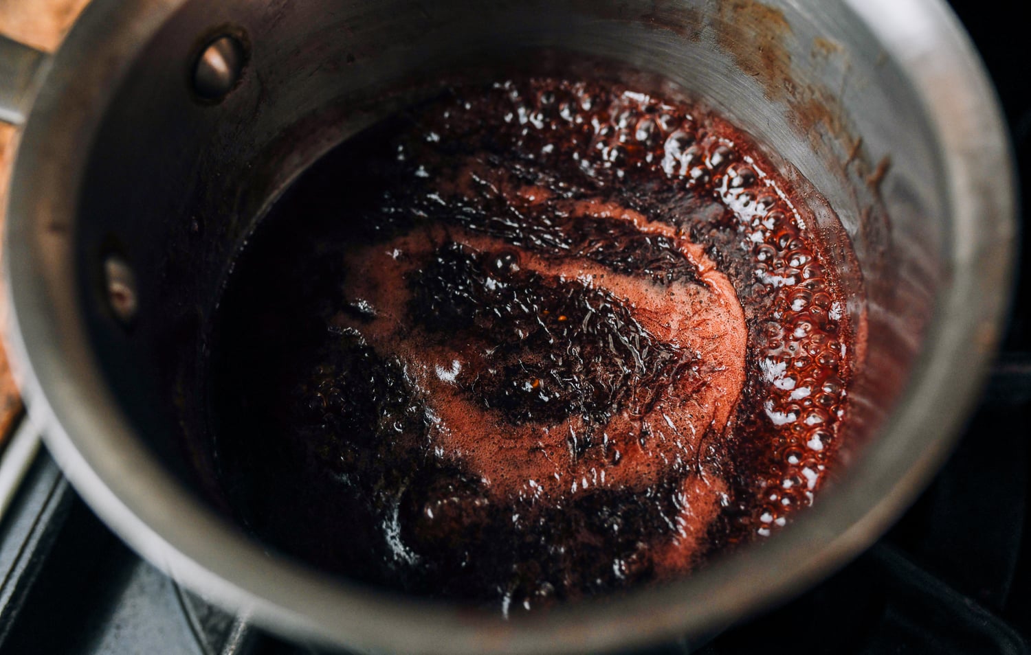 simmering raspberry jam