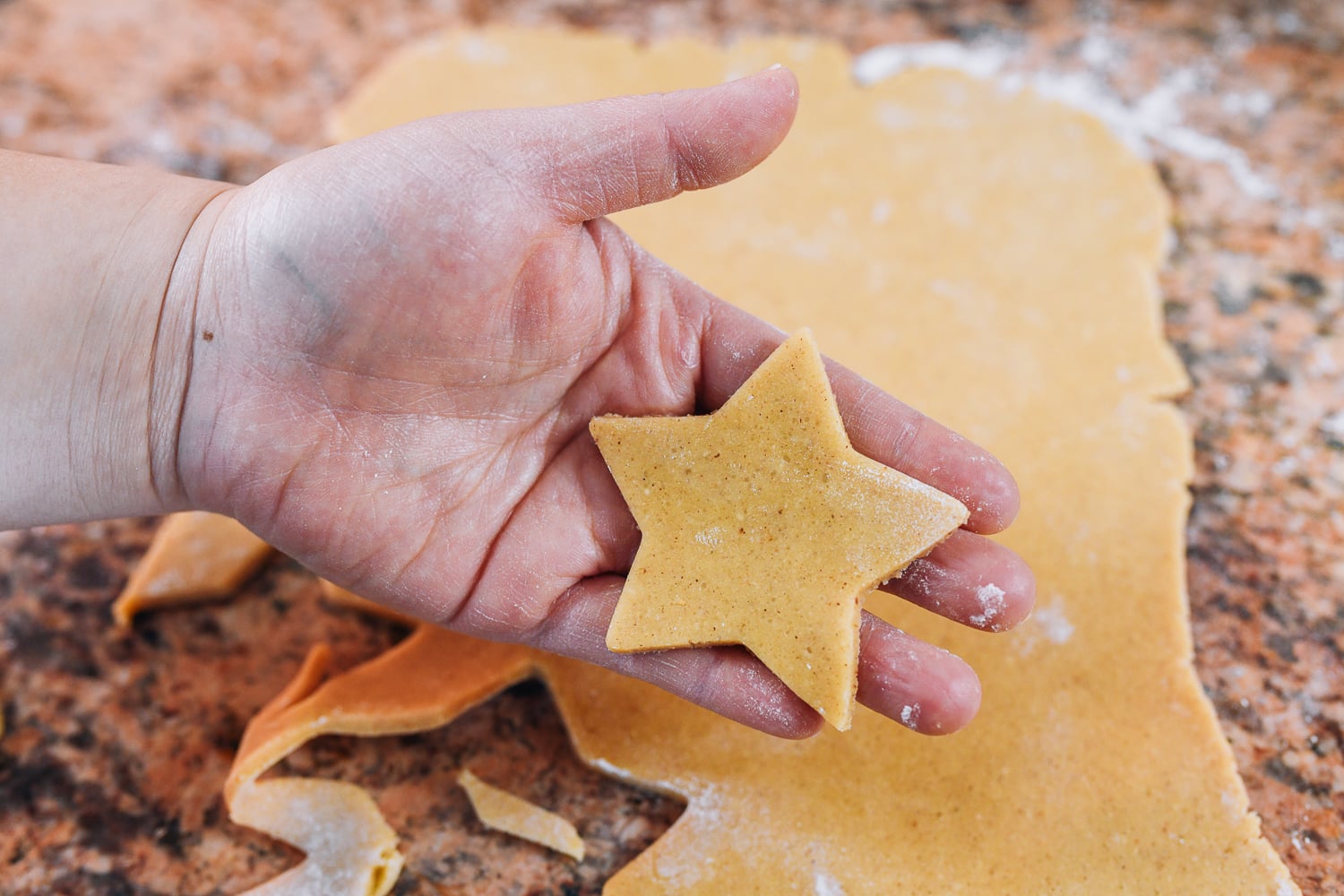 cookie dough cut into a star shape